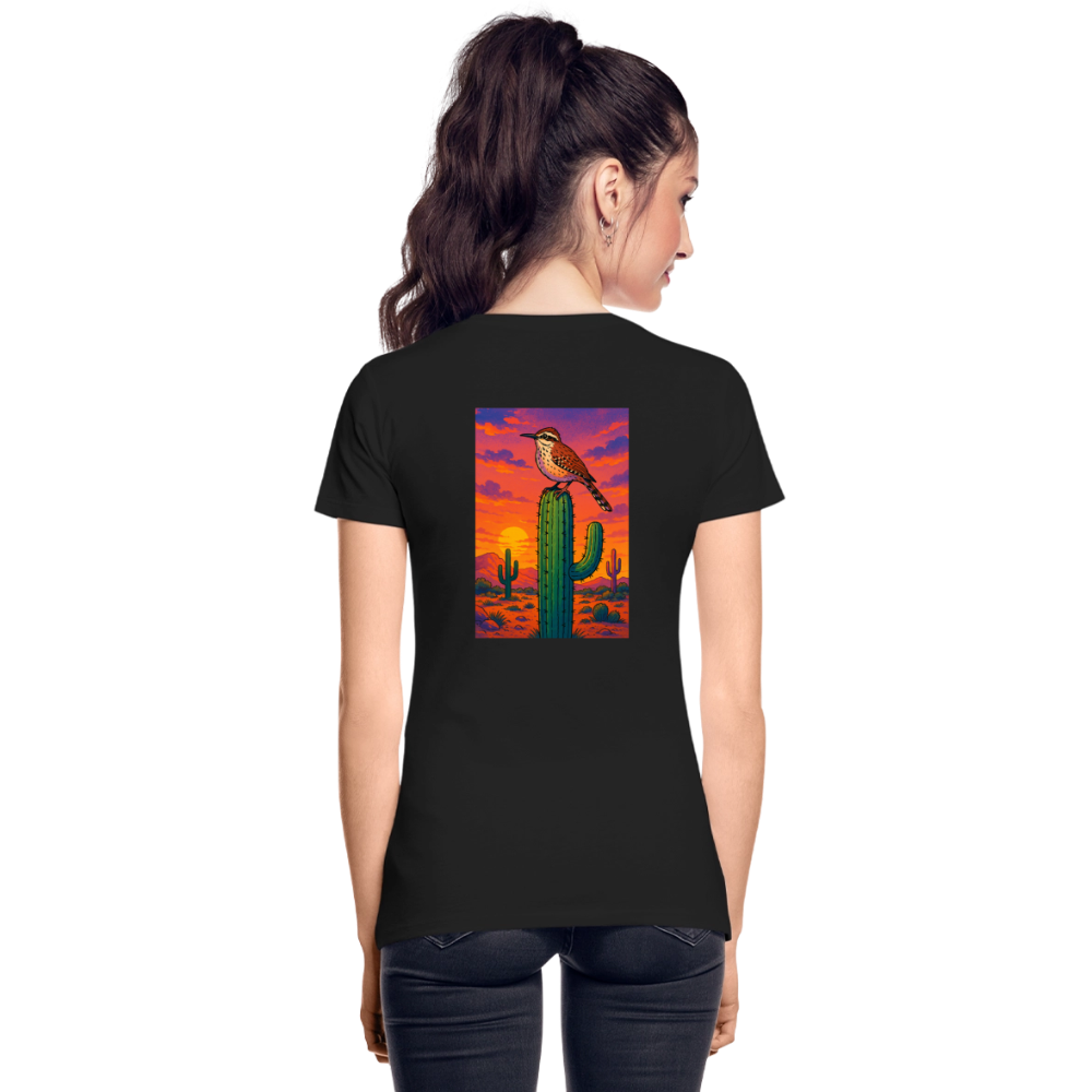 Cactus Wren Landscape | Women's Organic Classic T-Shirt - Black - black