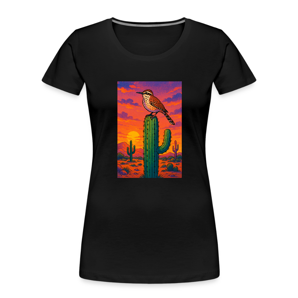 Cactus Wren Landscape | Women's Organic T-Shirt - Black - black