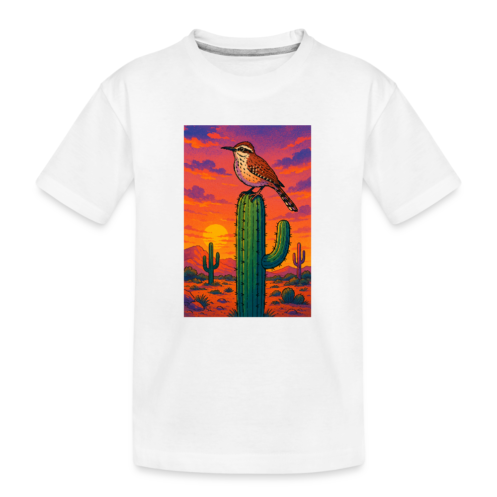 Cactus Wren Landscape | Kids Organic T-Shirt - White - white