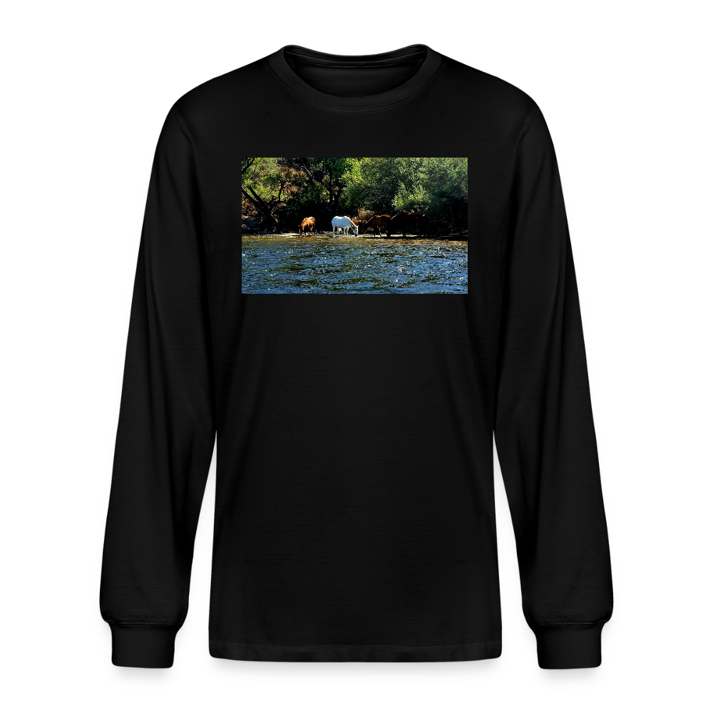 Salt River Horses | Men's Organic Long Sleeve T-Shirt - Black - black
