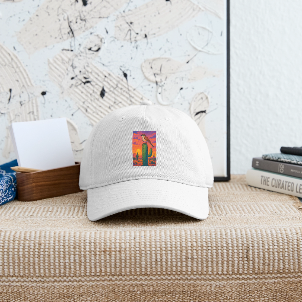 Cactus Wren Landscape | Organic Baseball Hat - White - white
