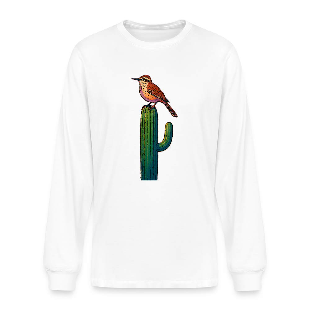 Cactus Wren Spotlight | Men's Organic Long Sleeve T-Shirt - White - white