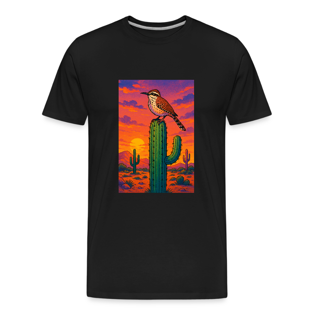 Cactus Wren Landscape | Men's Organic T-Shirt - Black - black