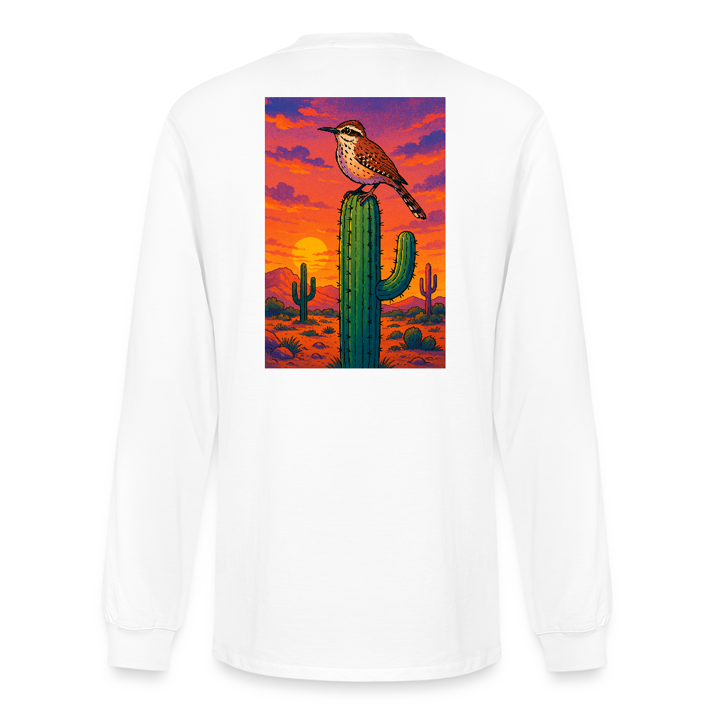 Cactus Wren Landscape | Men's Organic Classic Long Sleeve T-Shirt - White - white