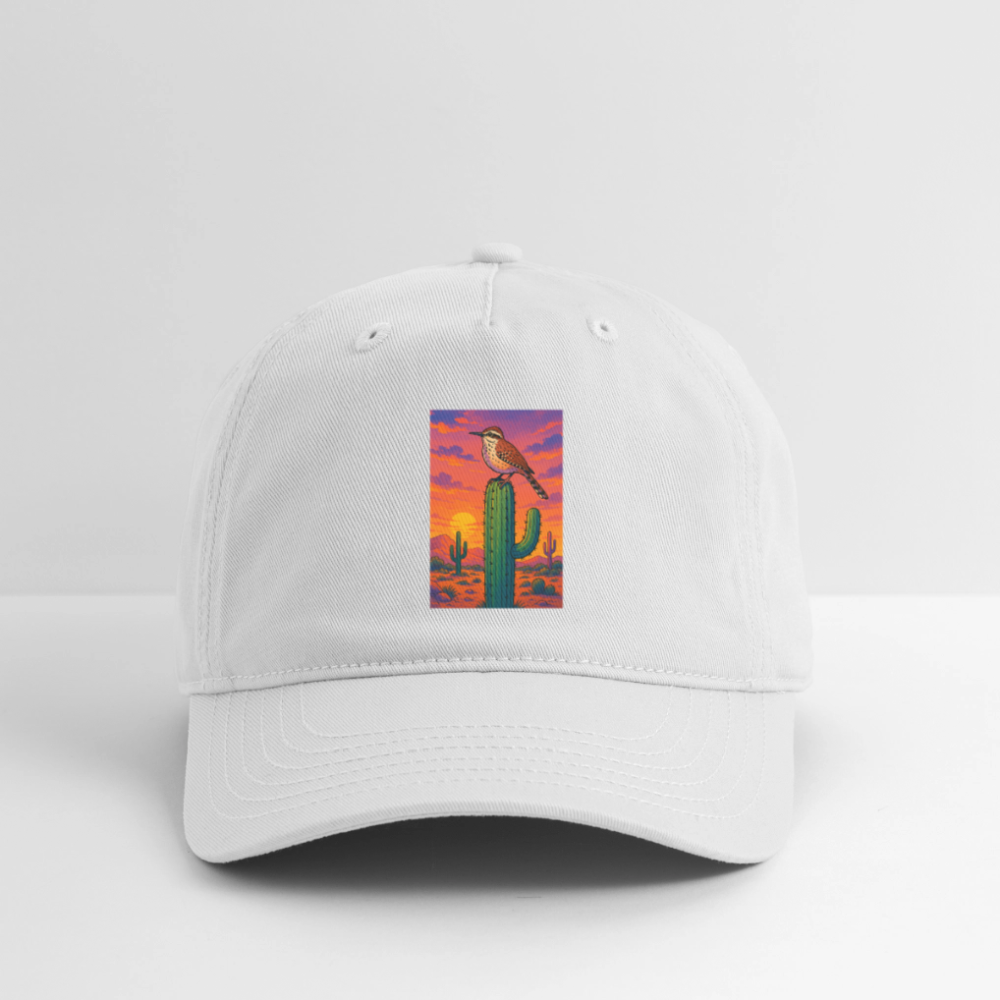 Cactus Wren Landscape | Organic Baseball Hat - White - white