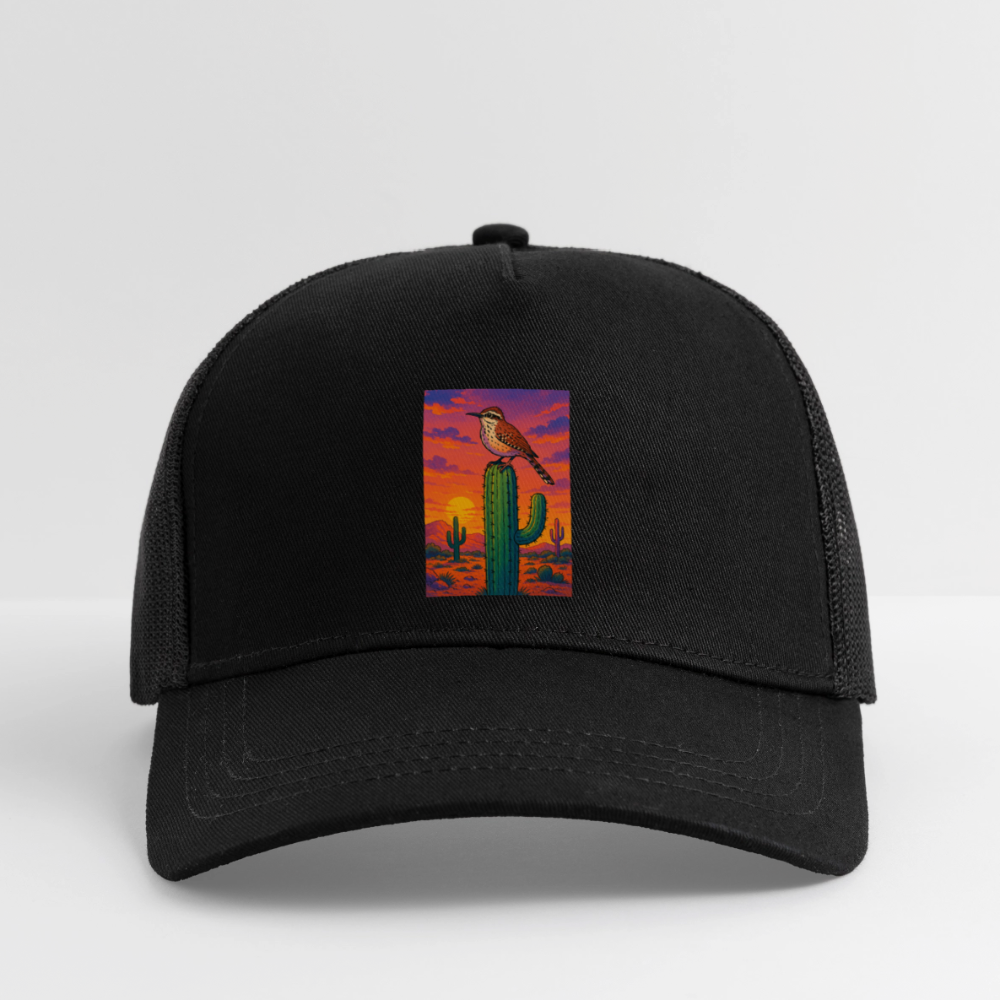Cactus Wren Landscape | Eco Trucker Hat - black/black