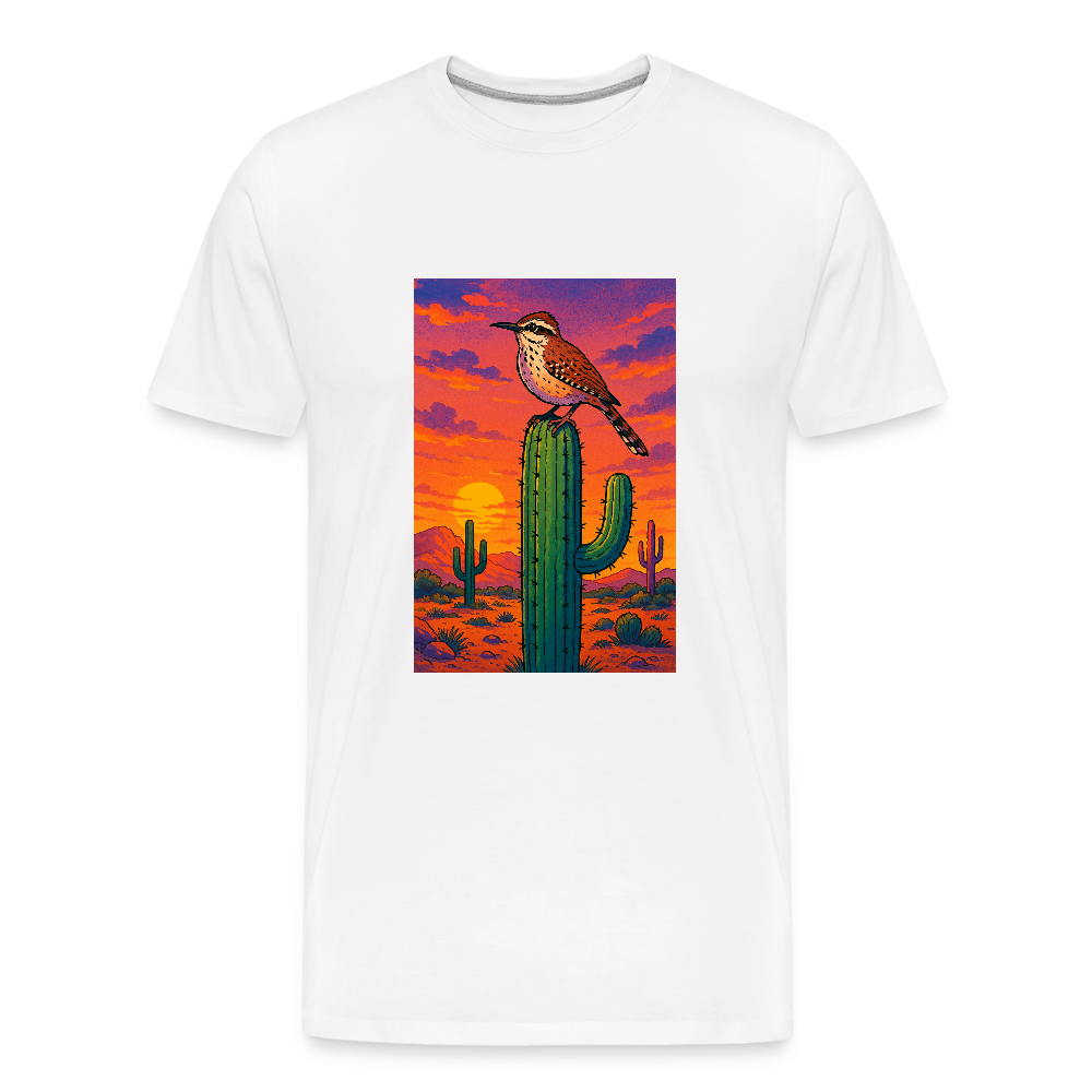 Cactus Wren Landscape | Men's Organic T-Shirt - White - white