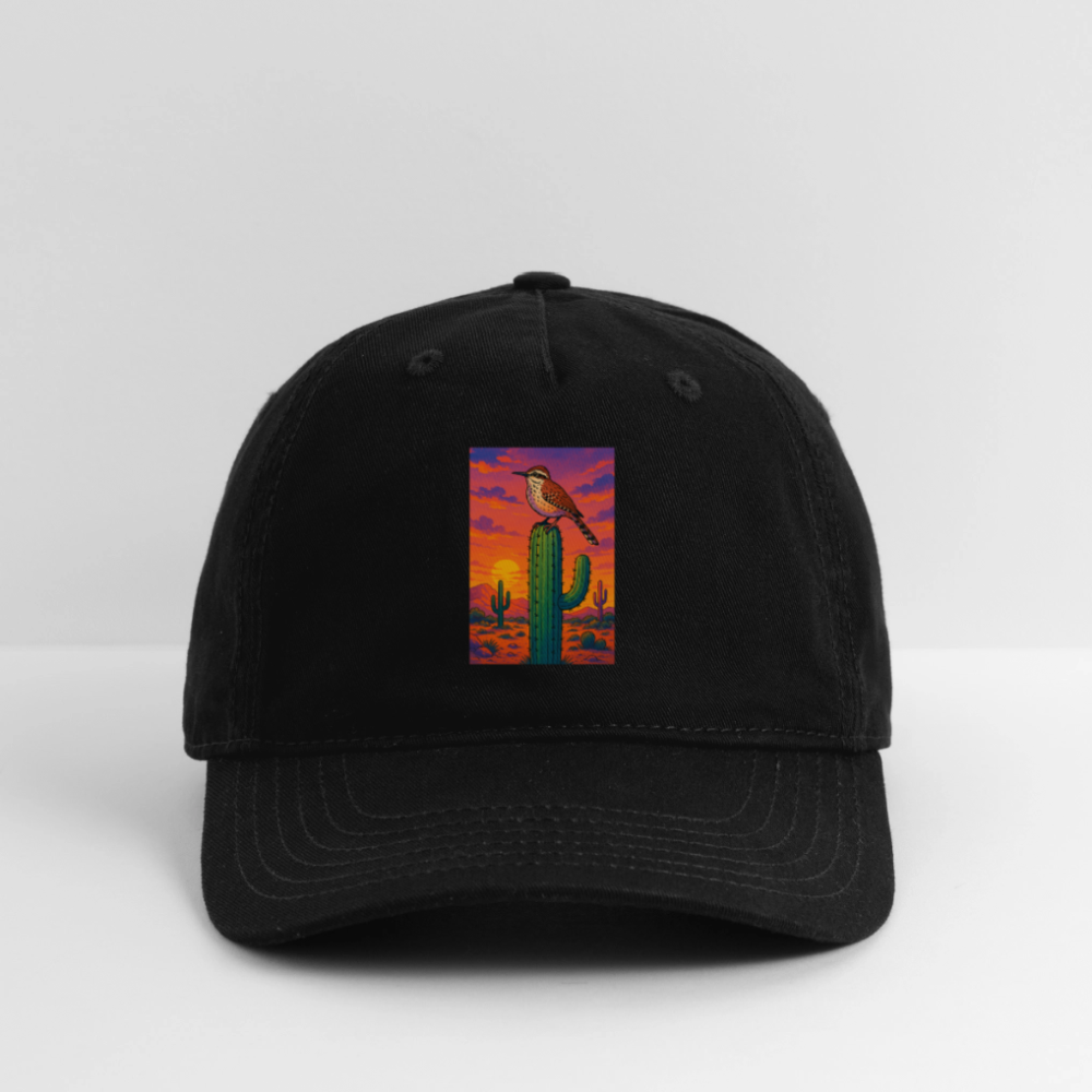 Cactus Wren Landscape | Organic Baseball Hat - Black - black