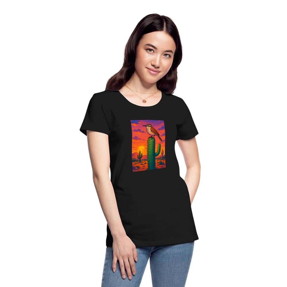 Cactus Wren Landscape | Women's Organic T-Shirt - Black - black