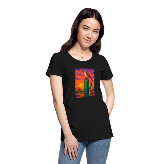 Cactus Wren Landscape | Women's Organic T-Shirt - Black - black