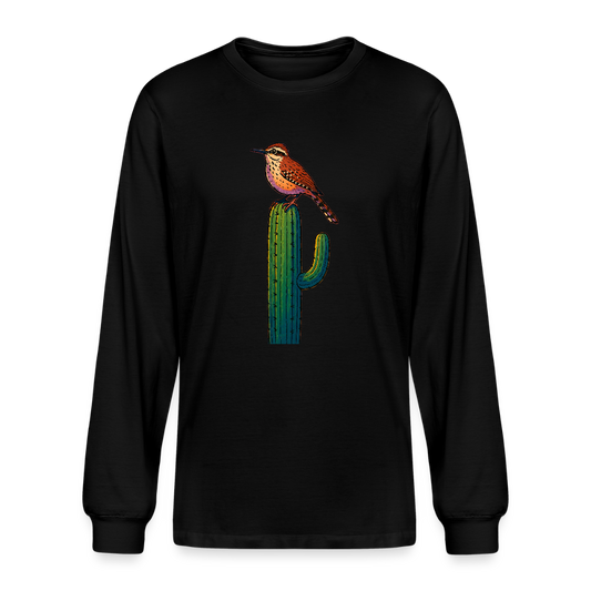 Cactus Wren Spotlight | Men's Organic Long Sleeve T-Shirt - Black - black