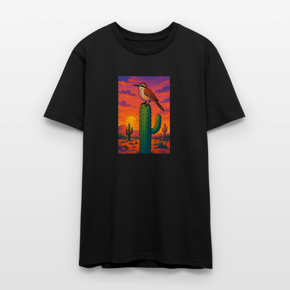 Cactus Wren Landscape | Men's Organic T-Shirt - Black - black