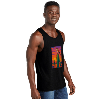 Cactus Wren Landscape | Men's Tri-Blend Tank - Black - black