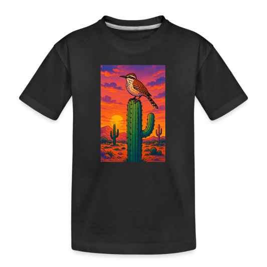 Cactus Wren Landscape | Kids Organic T-Shirt - Black - black