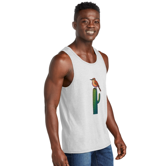 Cactus Wren Spotlight | Men's Tri-Blend Tank - White - white