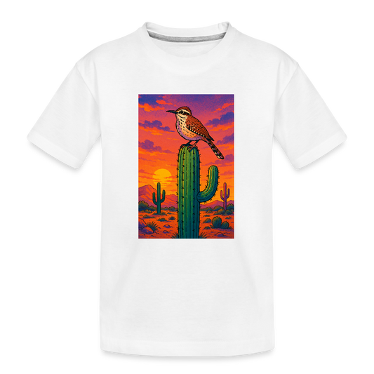 Cactus Wren Landscape | Kids Organic T-Shirt - White - white