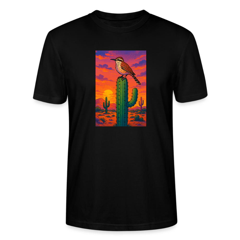 Cactus Wren Landscape | Men's Organic T-Shirt - Black - black