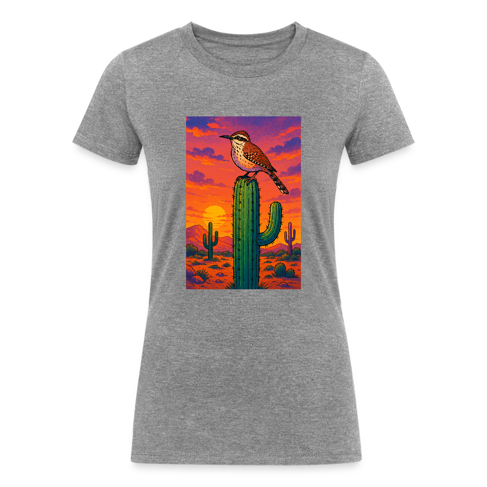 Cactus Wren Landscape | Women's Tri-Blend T-Shirt - Gray - heather gray