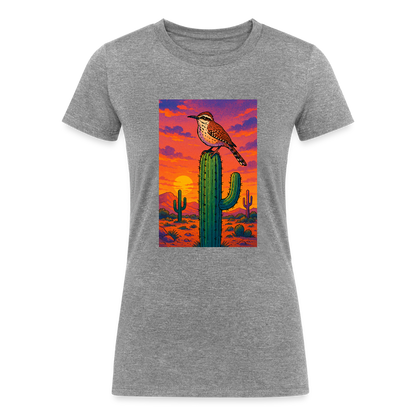 Cactus Wren Landscape | Women's Tri-Blend T-Shirt - Gray - heather gray