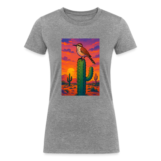 Cactus Wren Landscape | Women's Tri-Blend T-Shirt - Gray - heather gray