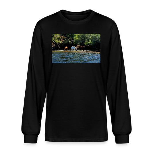 Salt River Horses | Men's Organic Long Sleeve T-Shirt - Black - black