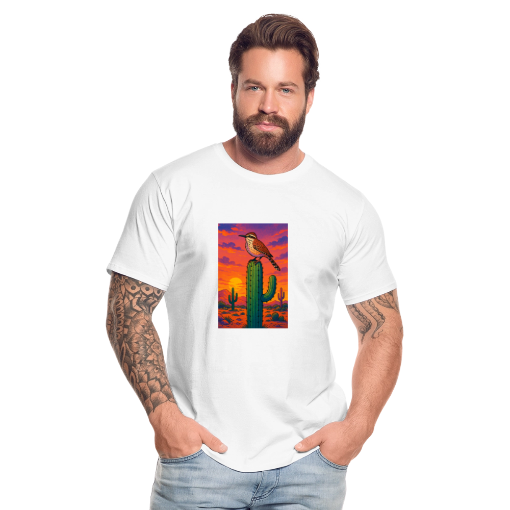 Cactus Wren Landscape | Men's Organic T-Shirt - White - white