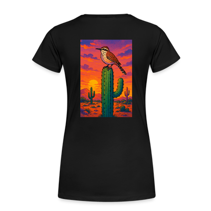 Cactus Wren Landscape | Women's Organic Classic T-Shirt - Black - black