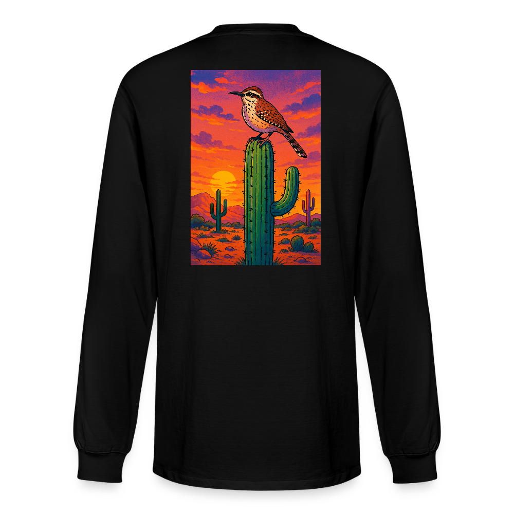 Cactus Wren Landscape | Men's Organic Classic Long Sleeve T-Shirt - Black - black