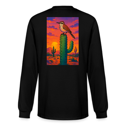 Cactus Wren Landscape | Men's Organic Classic Long Sleeve T-Shirt - Black - black