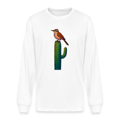 Cactus Wren Spotlight | Men's Organic Long Sleeve T-Shirt - White - white