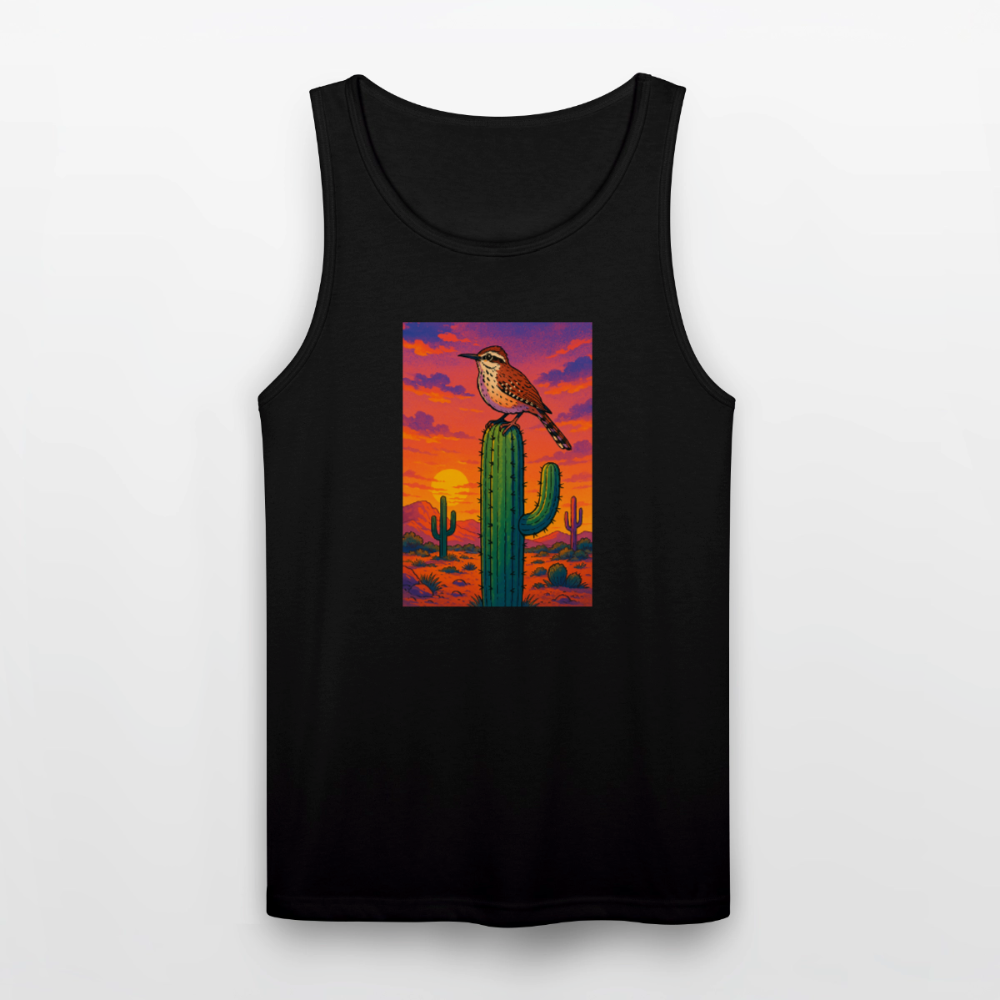 Cactus Wren Landscape | Men's Tri-Blend Tank - Black - black