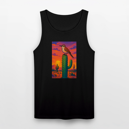 Cactus Wren Landscape | Men's Tri-Blend Tank - Black - black