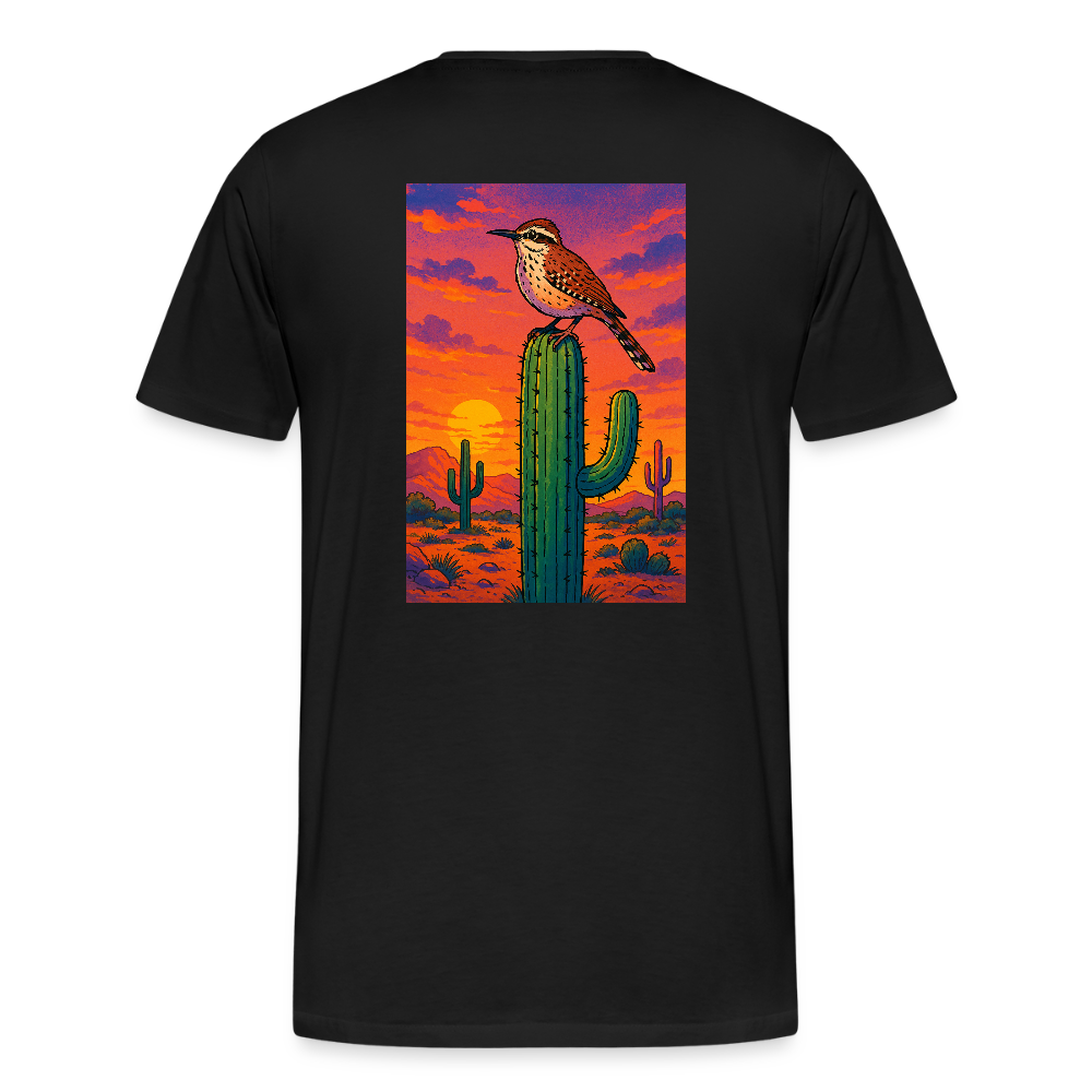 Cactus Wren Landscape | Men's Organic Classic T-Shirt - Black - black