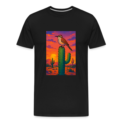 Cactus Wren Landscape | Men's Organic T-Shirt - Black - black