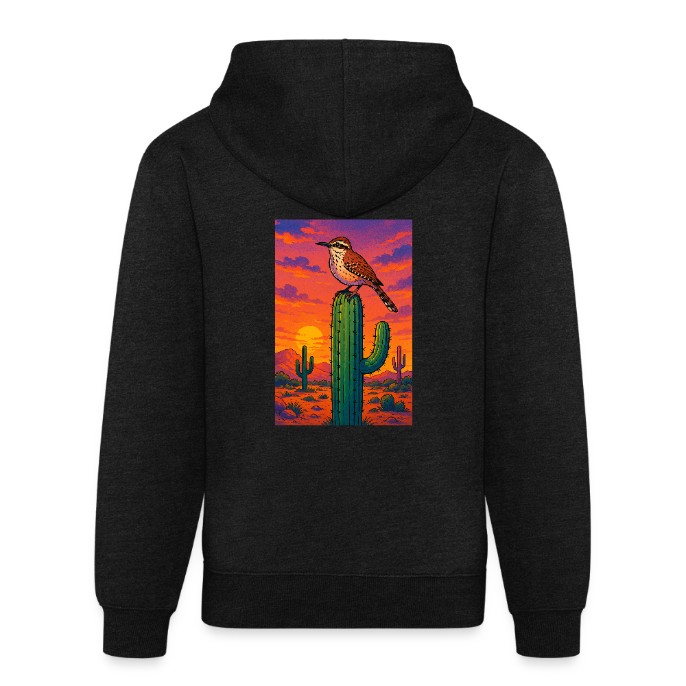 Cactus Wren Landscape | Tri-Blend Charcoal Classic Hoodie - charcoal grey
