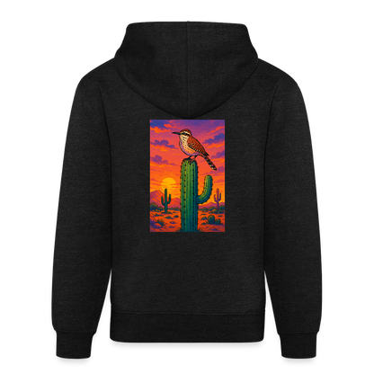 Cactus Wren Landscape | Tri-Blend Charcoal Classic Hoodie - charcoal grey