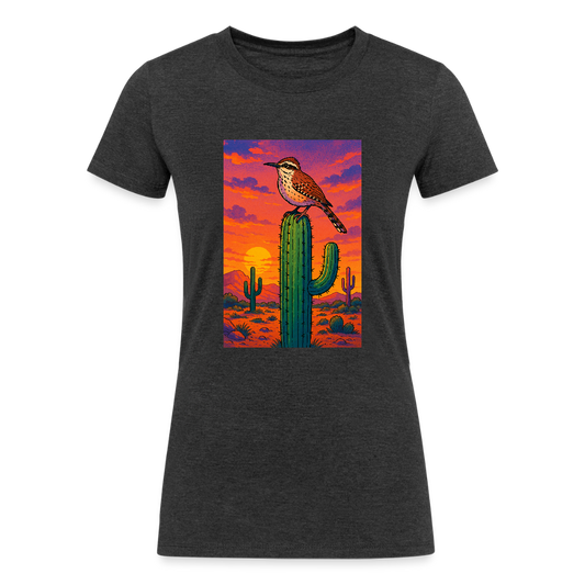 Cactus Wren Landscape | Women's Tri-Blend T-Shirt - Black - heather black