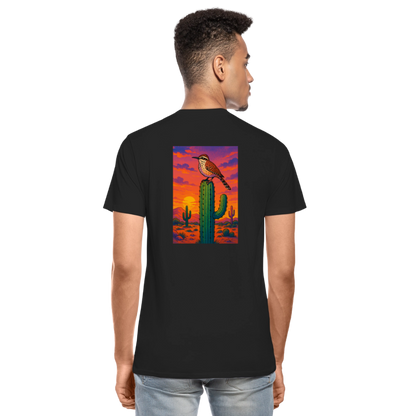 Cactus Wren Landscape | Men's Organic Classic T-Shirt - Black - black