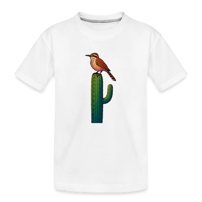 Cactus Wren Spotlight | Kids Organic T-Shirt - White - white