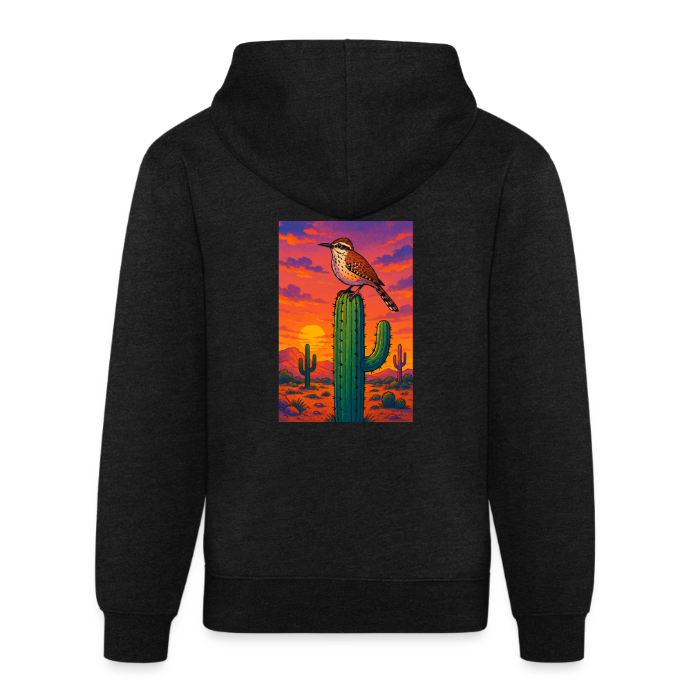 Cactus Wren Landscape | Tri-Blend Charcoal Classic Hoodie - charcoal grey