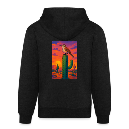 Cactus Wren Landscape | Tri-Blend Charcoal Classic Hoodie - charcoal grey