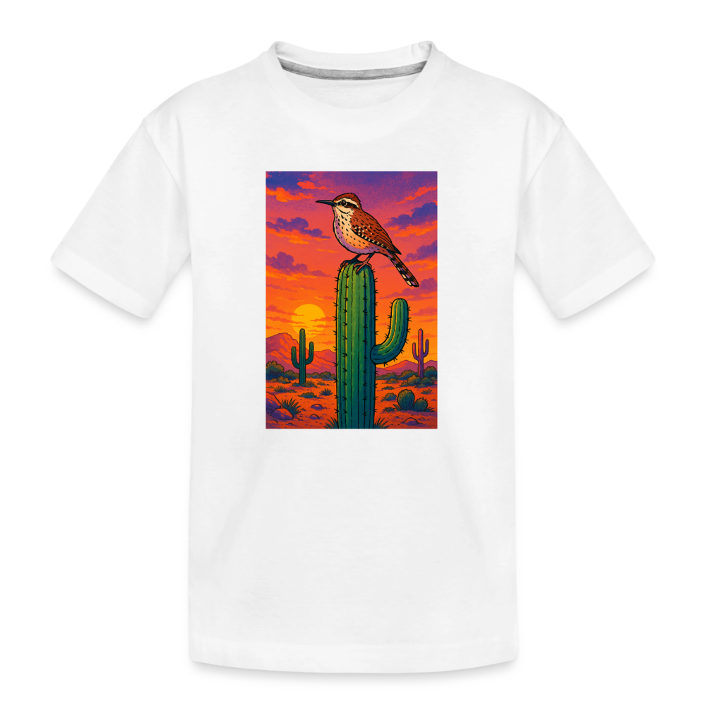 Cactus Wren Landscape | Kids Organic T-Shirt - White - white