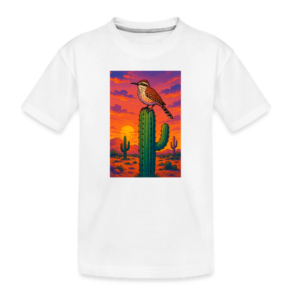 Cactus Wren Landscape | Kids Organic T-Shirt - White - white