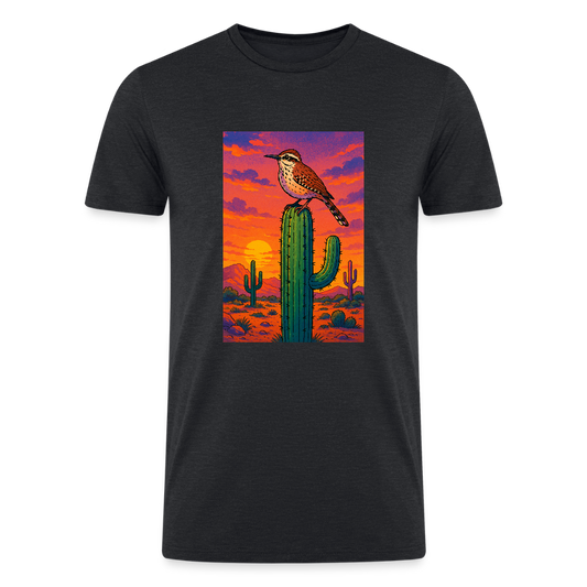 Cactus Wren Landscape | Men's Tri-Blend T-Shirt - Black - heather black
