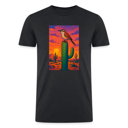 Cactus Wren Landscape | Men's Tri-Blend T-Shirt - Black - heather black