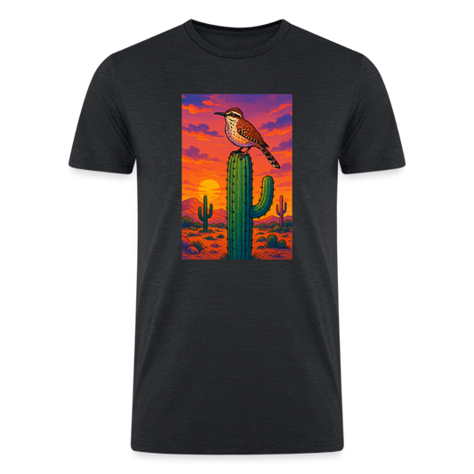 Cactus Wren Landscape | Men's Tri-Blend T-Shirt - Black - heather black