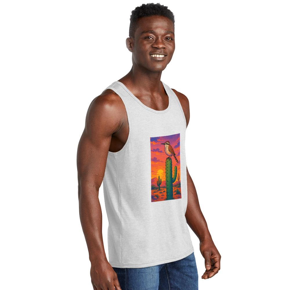 Cactus Wren Landscape | Men's Tri-Blend Tank - White - white
