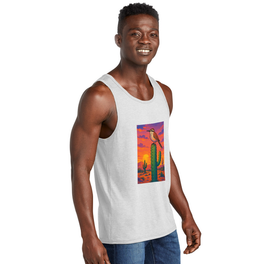 Cactus Wren Landscape | Men's Tri-Blend Tank - White - white