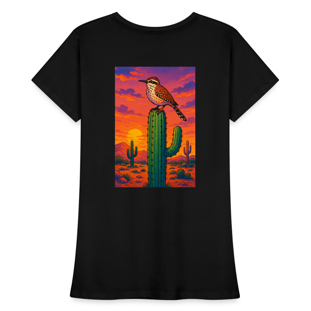 Cactus Wren Landscape | Women's Organic Classic T-Shirt - Black - black
