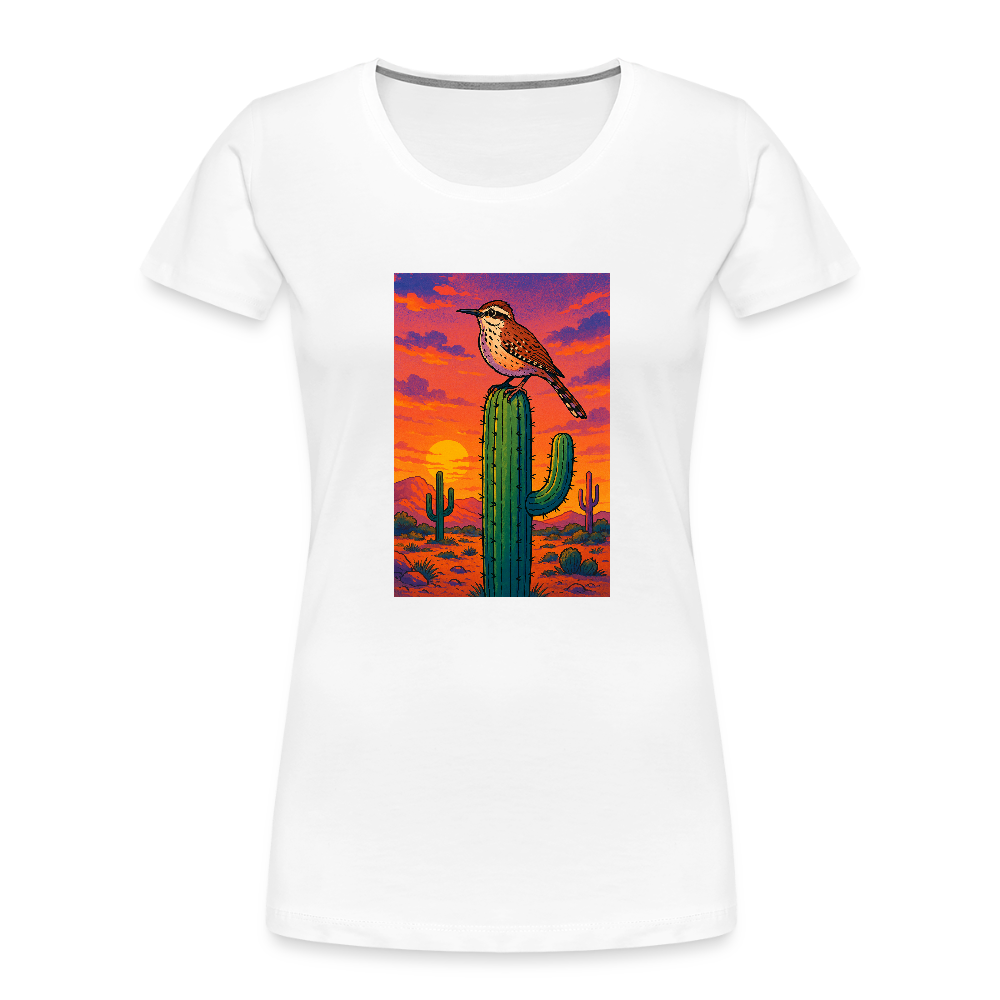 Cactus Wren Landscape | Women's Organic T-Shirt - White - white